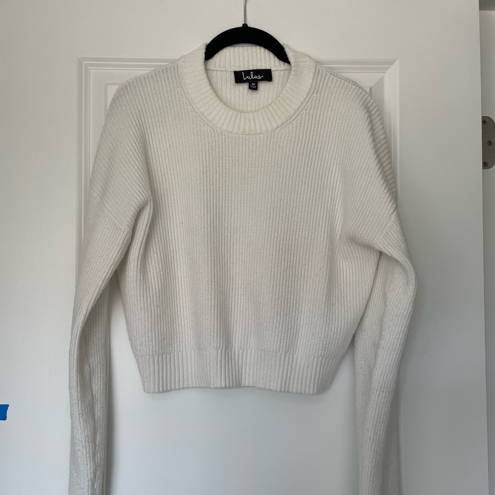 Lulus cropped white sweater - M